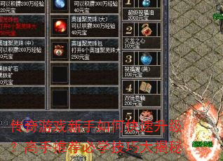 传奇游戏新手如何快速升级?高手推荐必学技巧大揭秘 传奇游戏新手如何快速升级?高手推荐必学技巧大揭秘