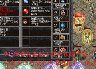 996传奇私服新手如何快速升级?装备获取与职业选择难题怎么解决? 996传奇私服新手如何快速升级?装备获取与职业选择难题怎么解决?