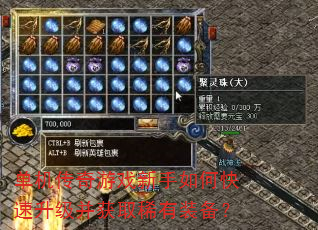 单机传奇游戏新手如何快速升级并获取稀有装备? 单机传奇游戏新手如何快速升级并获取稀有装备?