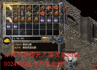 如何快速提升九尾灵狐301600249的战斗力至巅峰? 如何快速提升九尾灵狐301600249的战斗力至巅峰?