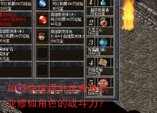如何快速提升传奇单职业修仙角色的战斗力? 如何快速提升传奇单职业修仙角色的战斗力?