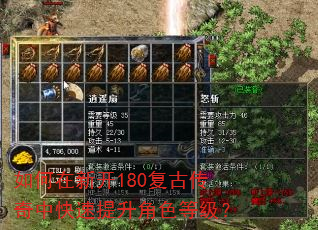 如何在新开180复古传奇中快速提升角色等级? 如何在新开180复古传奇中快速提升角色等级?