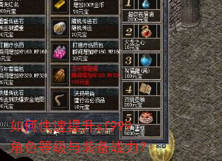 如何快速提升sf999角色等级与装备战力? 如何快速提升sf999角色等级与装备战力?
